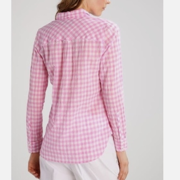 J Crew Gingham Pink/white pattern, Cotton Shirt size 8Tall - Picture 4 of 13